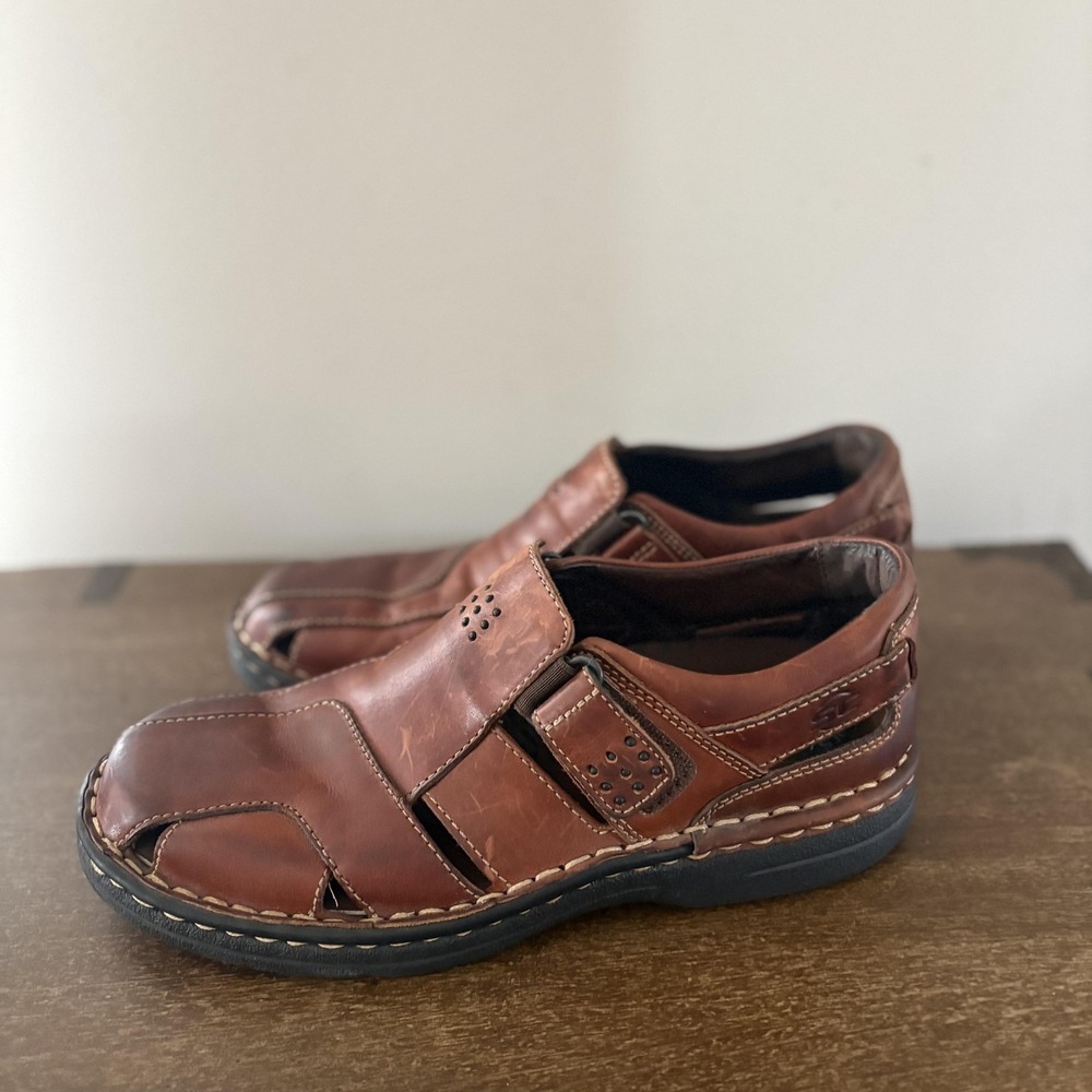 Streetcars ASC Shoes Mens Size 11 Brown Leather Fisherman Sandals Closed Toe
